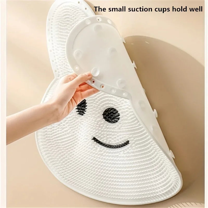 1pc，Rabbit Bathroom Shower Anti Slip Mat, Circular Massage Foot Mat,