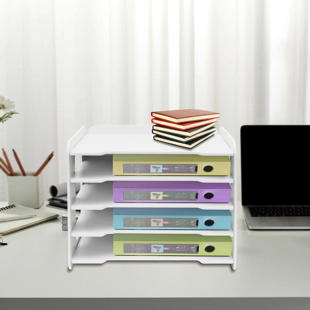 5-Layer File Organizer with Multifunctional Top Shelf, Dustproof Design, Home or Office Storage