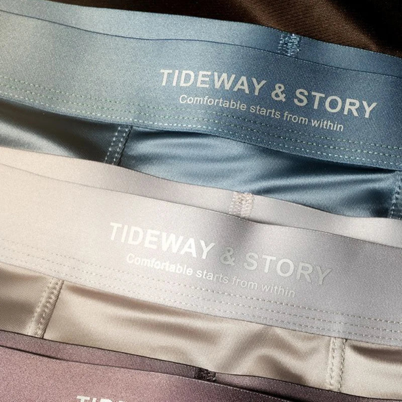 4PCS Men's Underwear Ice Silk High-End Men's Light Luxury Satin Silk Breathable  Shorts