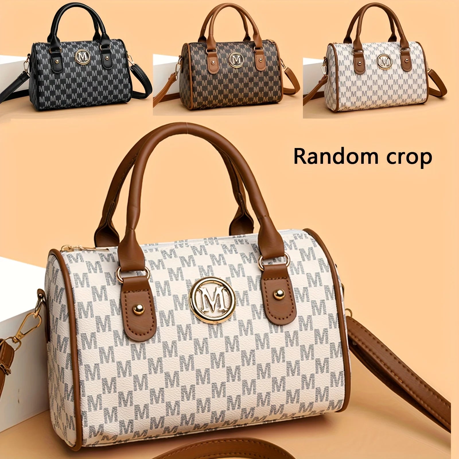 1Pc New Style Shoulder Bag with M” Word Pattern, with Detachable Shoulder Strap, Handbag