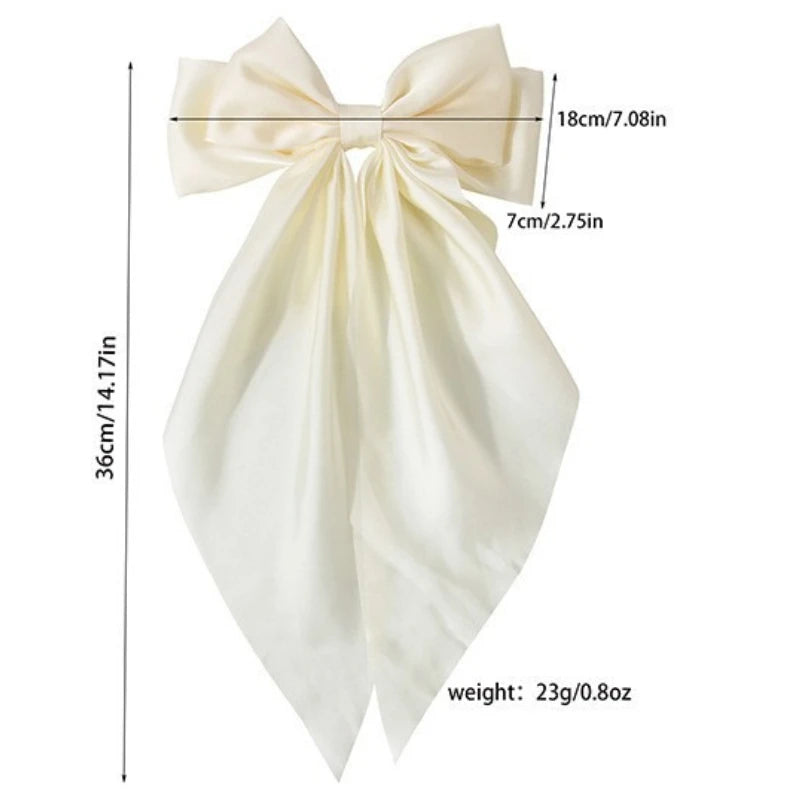 Elegant Ribbon Bow Hair Clip for Women Simple Solid Color Satin Ponytail Bowknot Hairpins Barrettes Hair Accessories