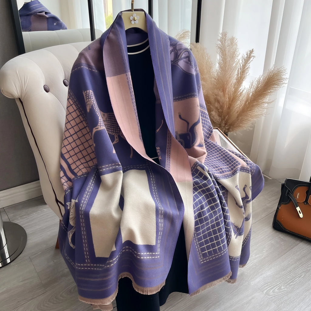 Luxury Winter Cashmere Scarf Poncho Scarves Female Shawl Wraps