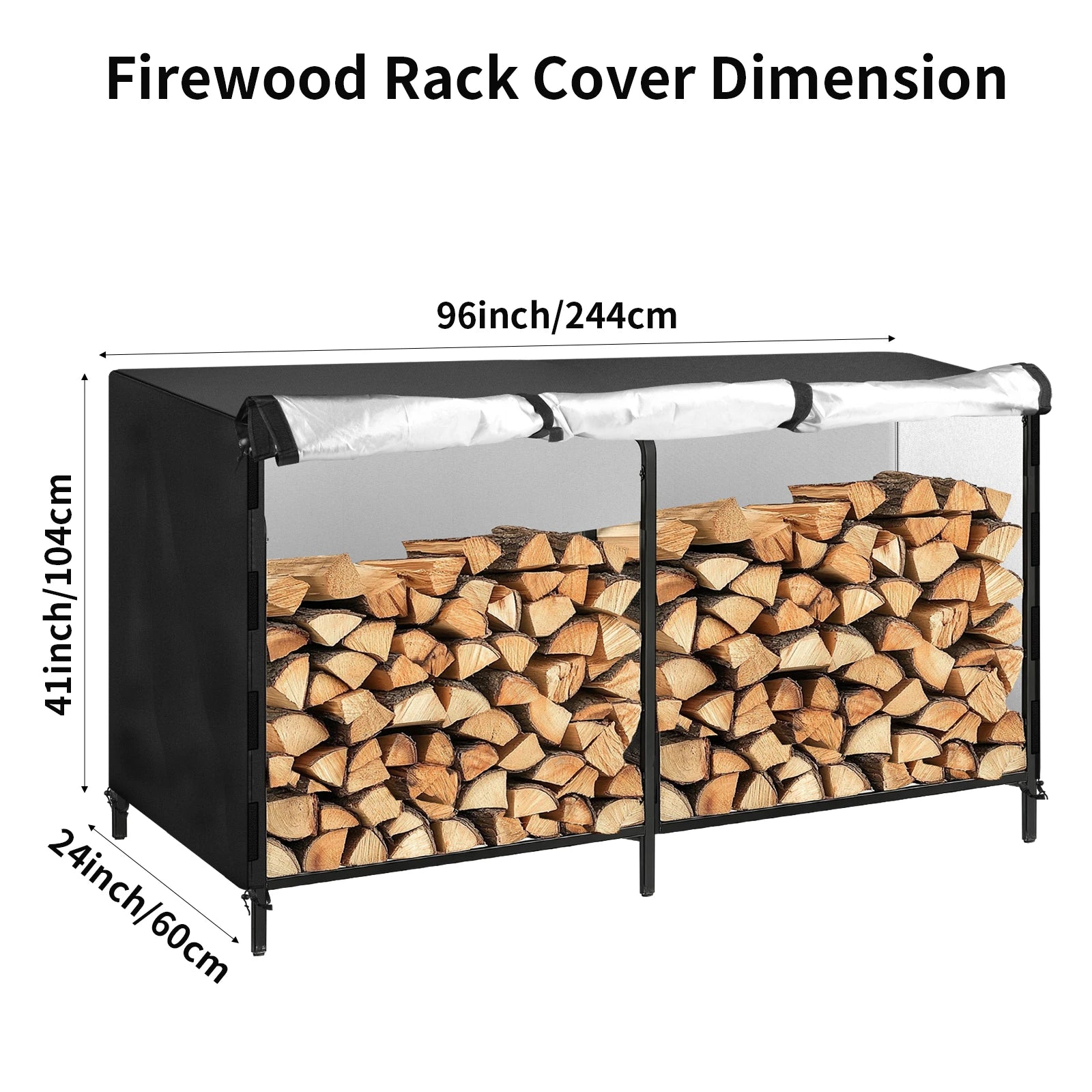 Outdoor Firewood Rack Cover  Waterproof Wood Log Storage