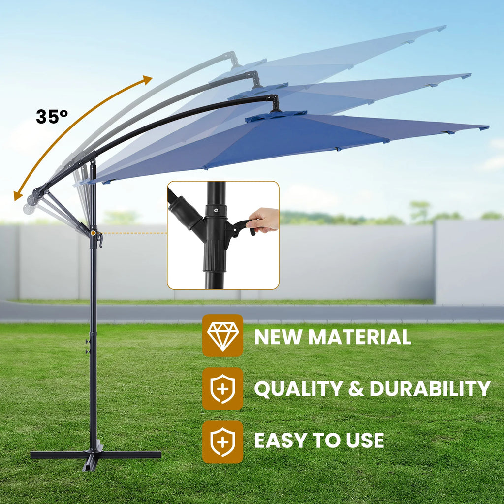 JHK 10FT Outdoor Patio Umbrella Hanging Cantilever  UV Protection  for Backyard Garden