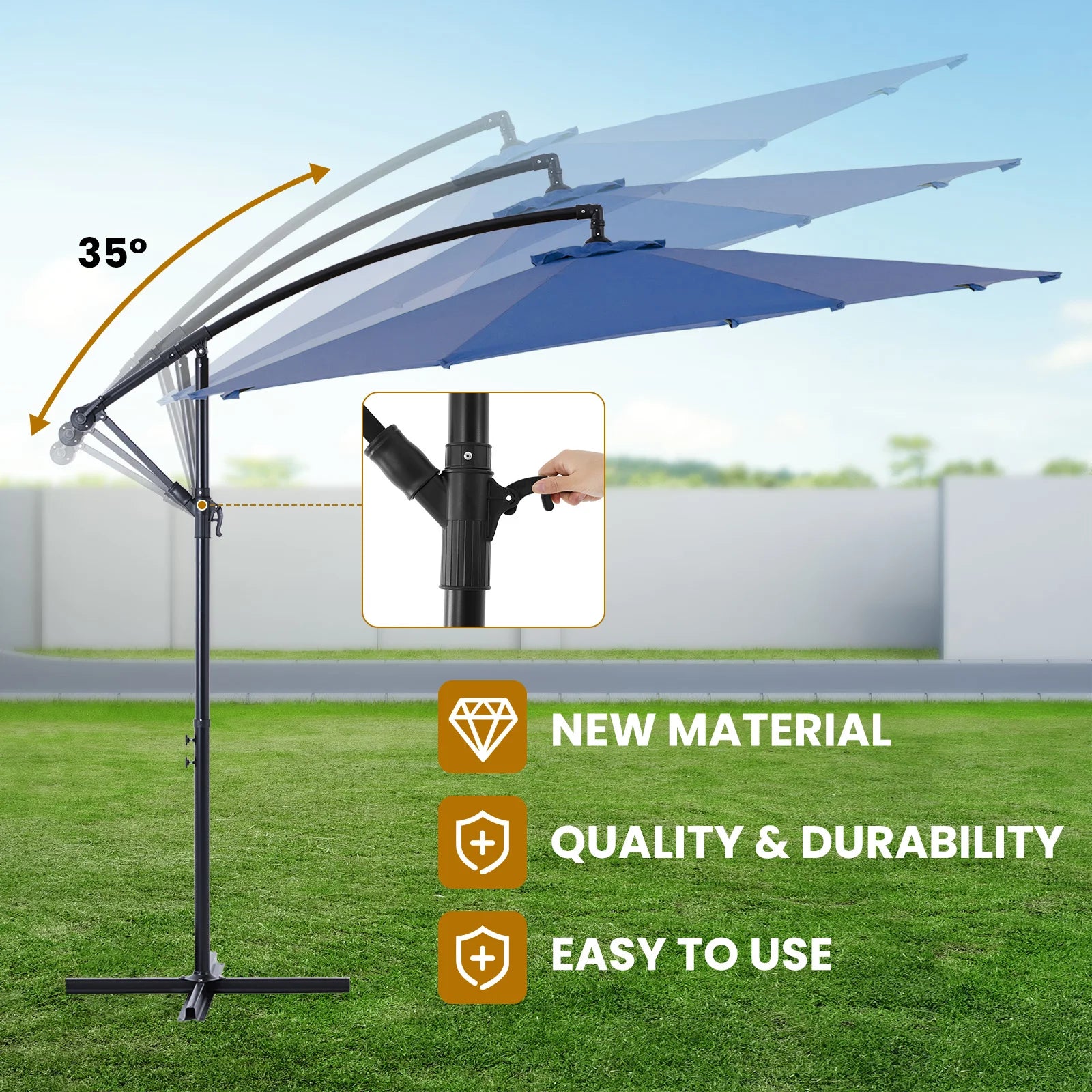 JHK 10FT Outdoor Patio Umbrella Hanging Cantilever  UV Protection  for Backyard Garden