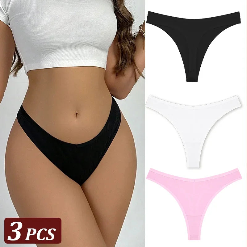 3Pcs/Set Seamless Thong Cotton Women High Flexibility Panty Sexy Underwear