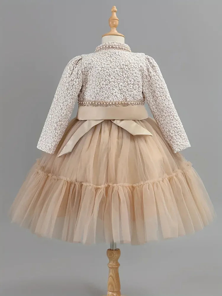 Spring Autumn Khaki  Fashion New Children Princess Dresses and Coat Outfits 2-8 Year