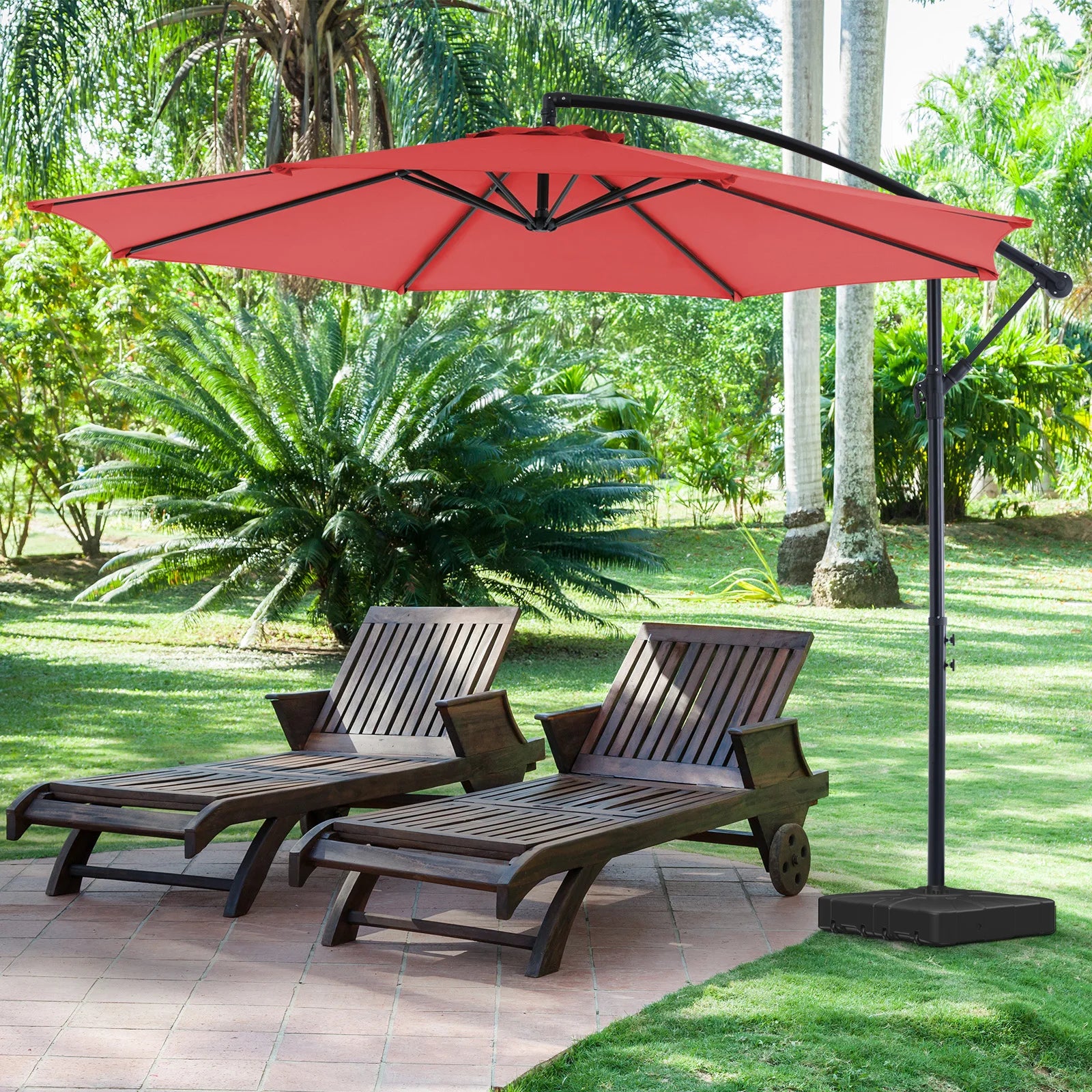 JHK 10FT Outdoor Patio Umbrella Hanging Cantilever  UV Protection  for Backyard Garden