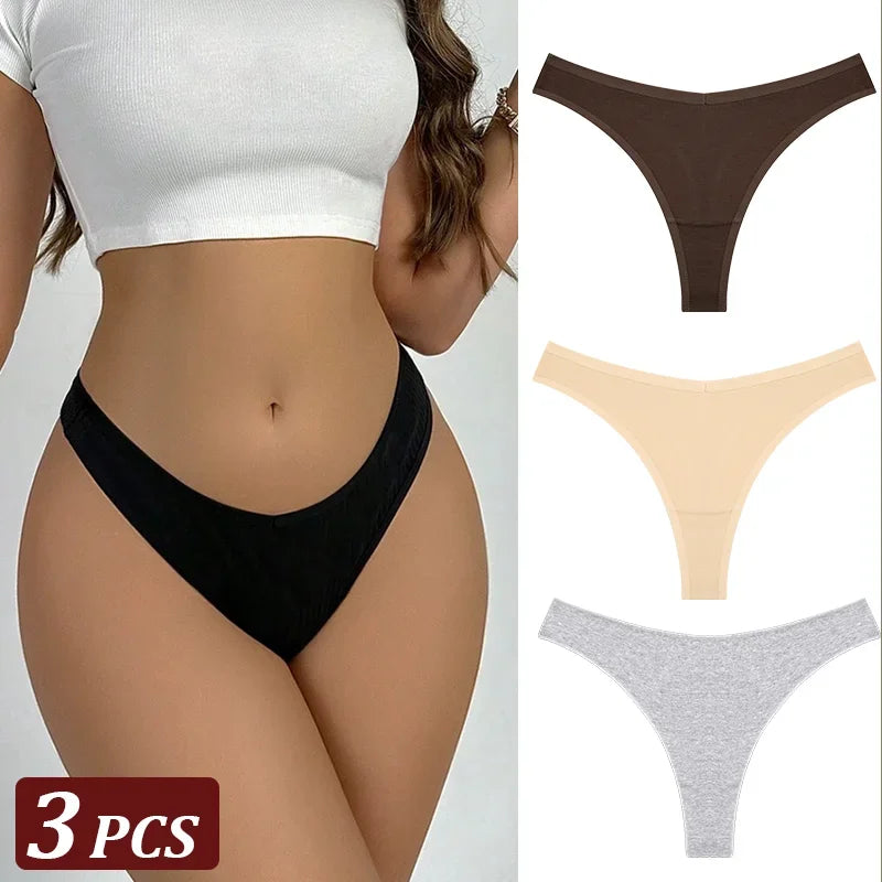 3Pcs/Set Seamless Thong Cotton Women High Flexibility Panty Sexy Underwear