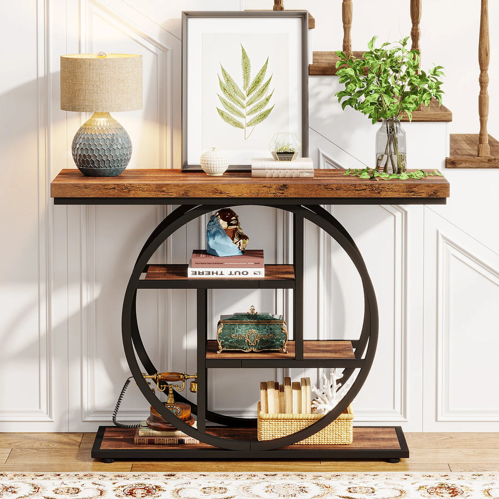 Console Table,, 41.3-Inch Industrial Sofa Table for Living Room, Foyer Hallway Table