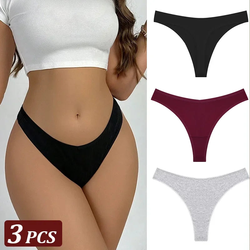 3Pcs/Set Seamless Thong Cotton Women High Flexibility Panty Sexy Underwear