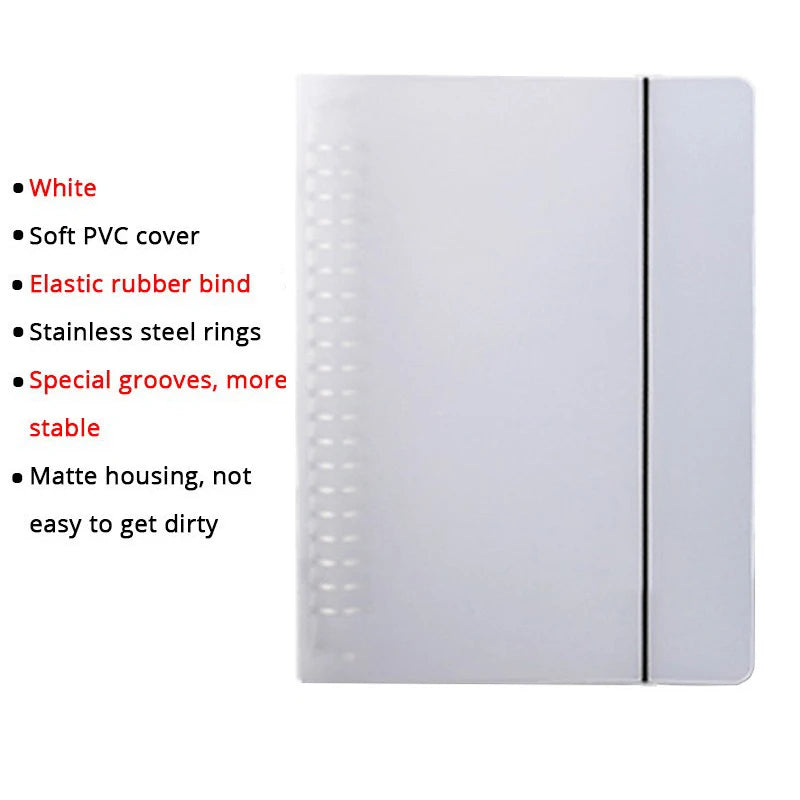 Binder Notebook Refillable Grid Lined Planner Journal Stationery Notepad