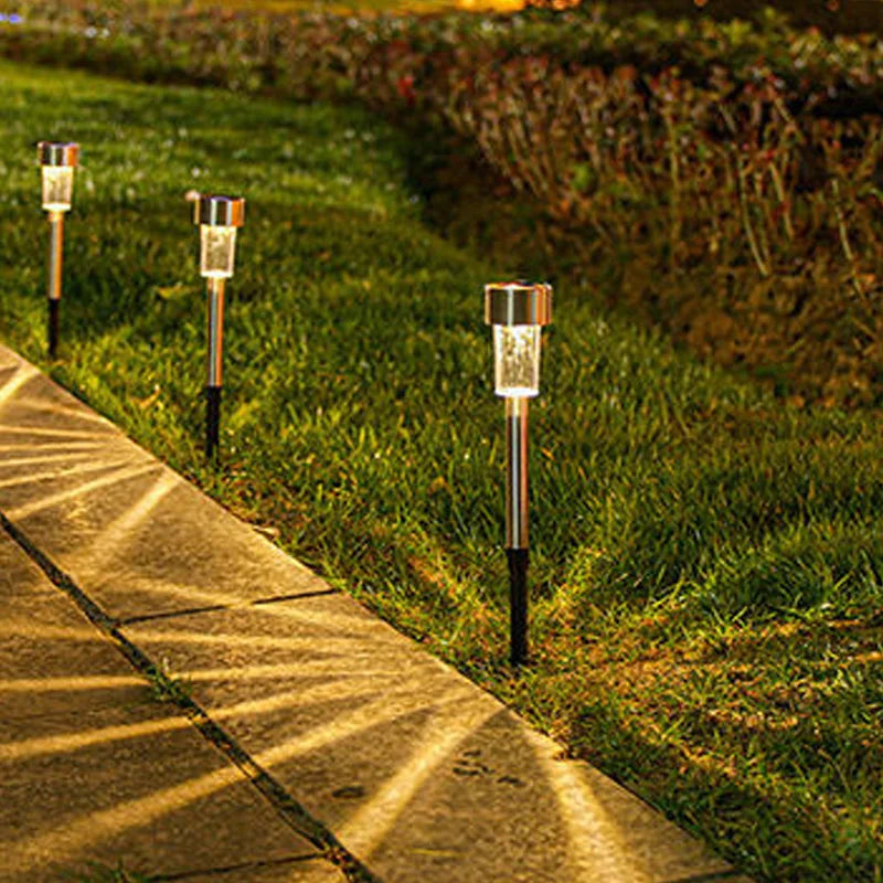5pcs   Lawn Light Solar Ground Plug Light Stainless Steel Small Tube Light Outdoor Landscape Lighting
