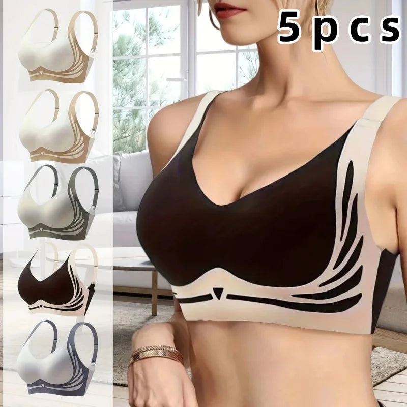 4-piece set: Elegance, ,adjustable, push-up ,seamless wireless ,comfortable, bra