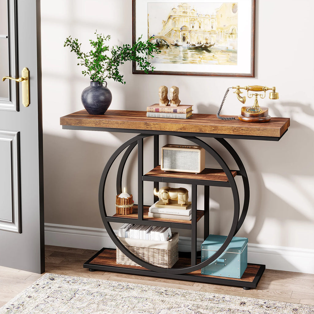 Console Table,, 41.3-Inch Industrial Sofa Table for Living Room, Foyer Hallway Table