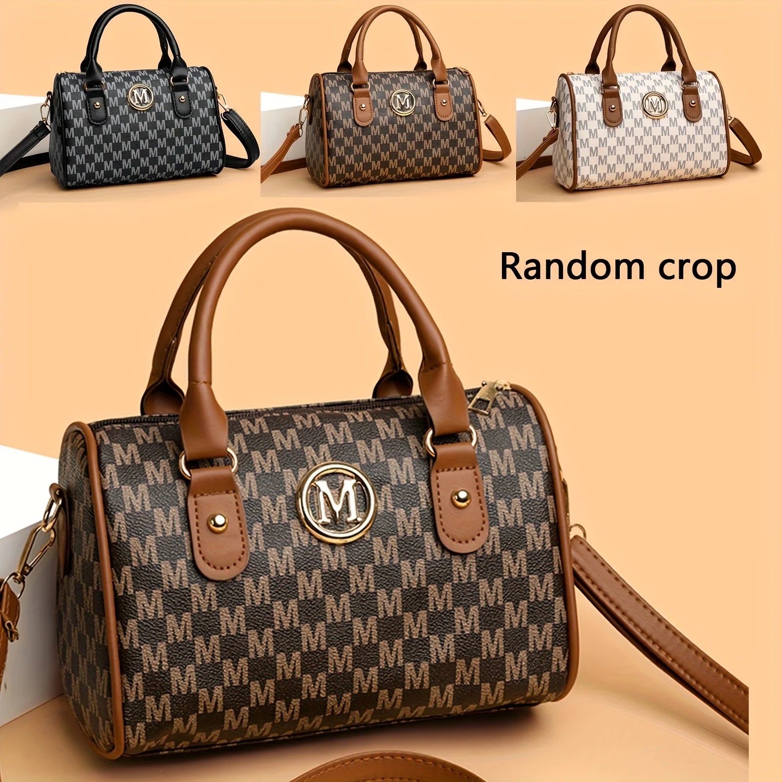 1Pc New Style Shoulder Bag with M” Word Pattern, with Detachable Shoulder Strap, Handbag
