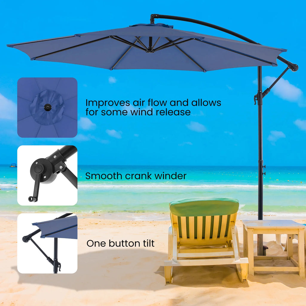 JHK 10FT Outdoor Patio Umbrella Hanging Cantilever  UV Protection  for Backyard Garden