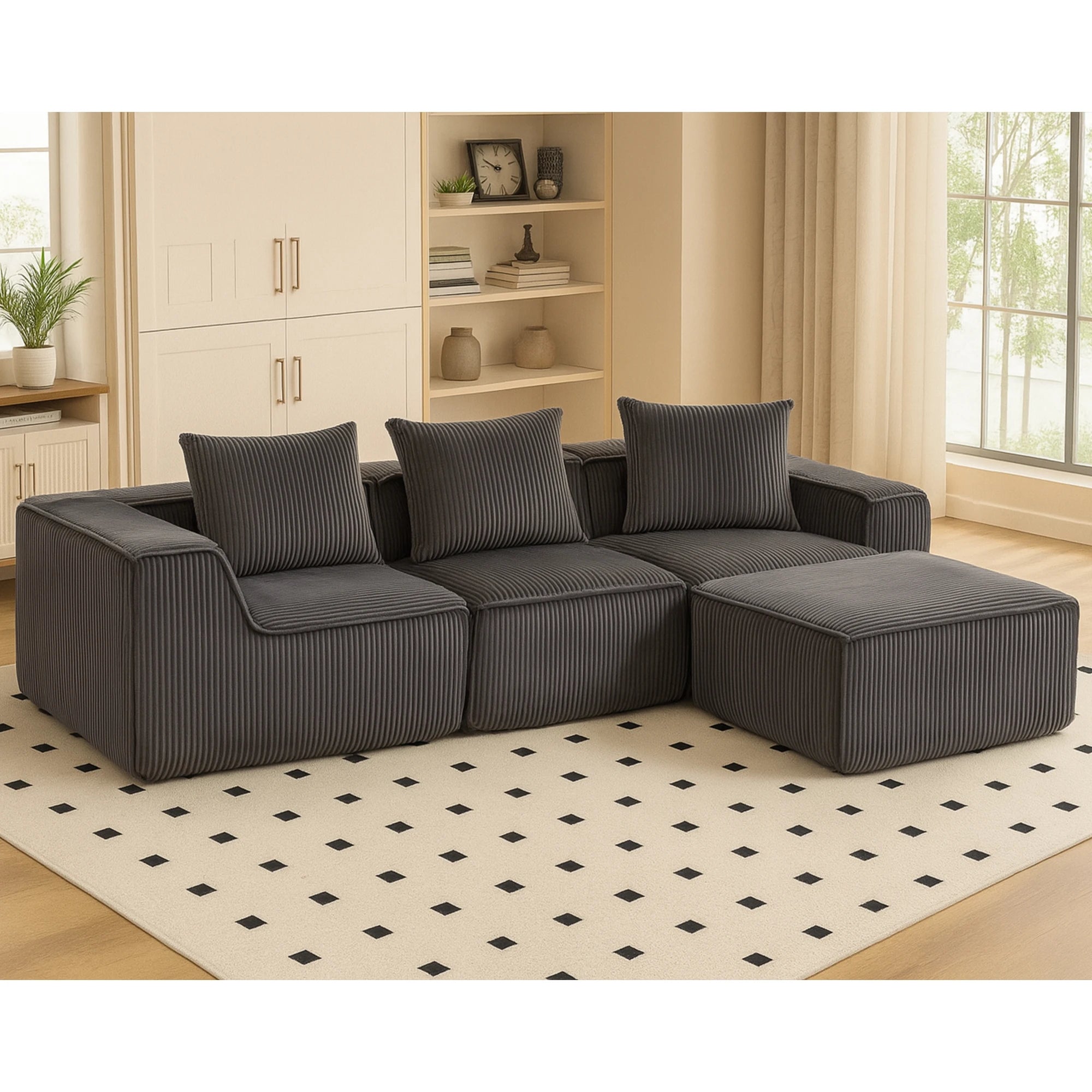 Couch with L-Shape  Modular sleeper Sofa with Deep Seat, for Room