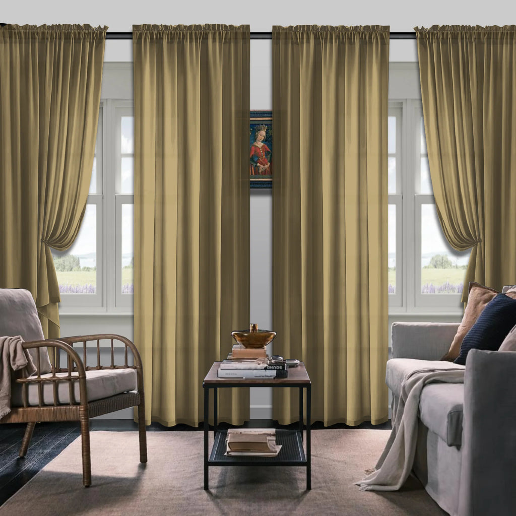 Set Of 4 Curtains,  Simple Rod Curtains, Suitable For Living Room, Office, Home, Bedroom Decoration