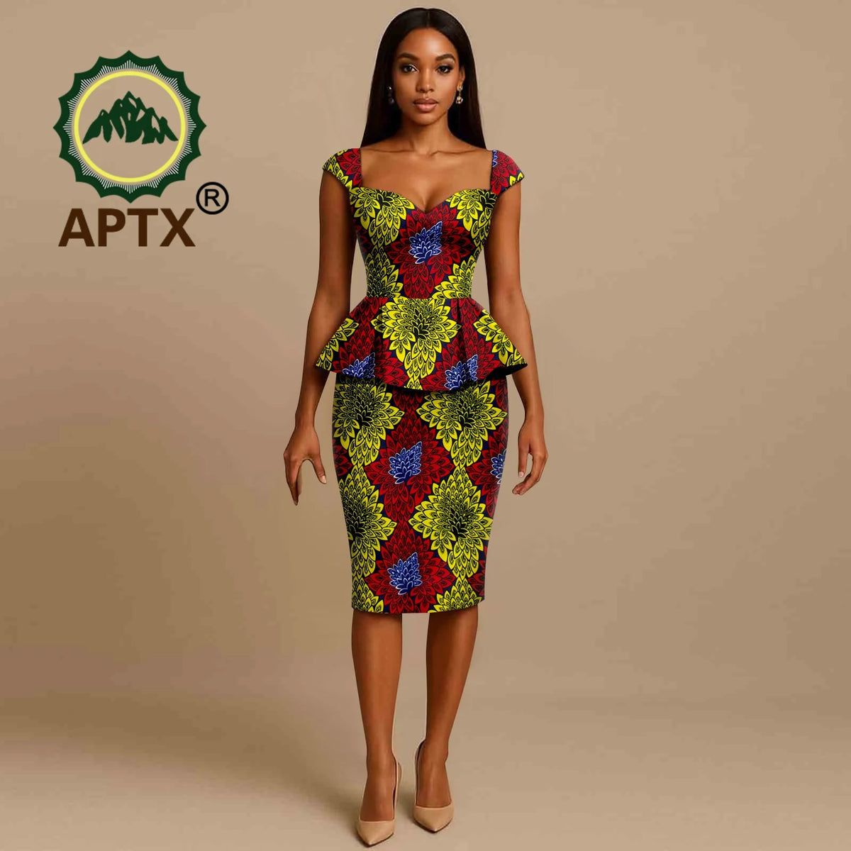 African Dress for Women Ankara Print Square Collar Short Sleeve Knee-Length Dress Dashiki Elegant fashion Casual Party Dress