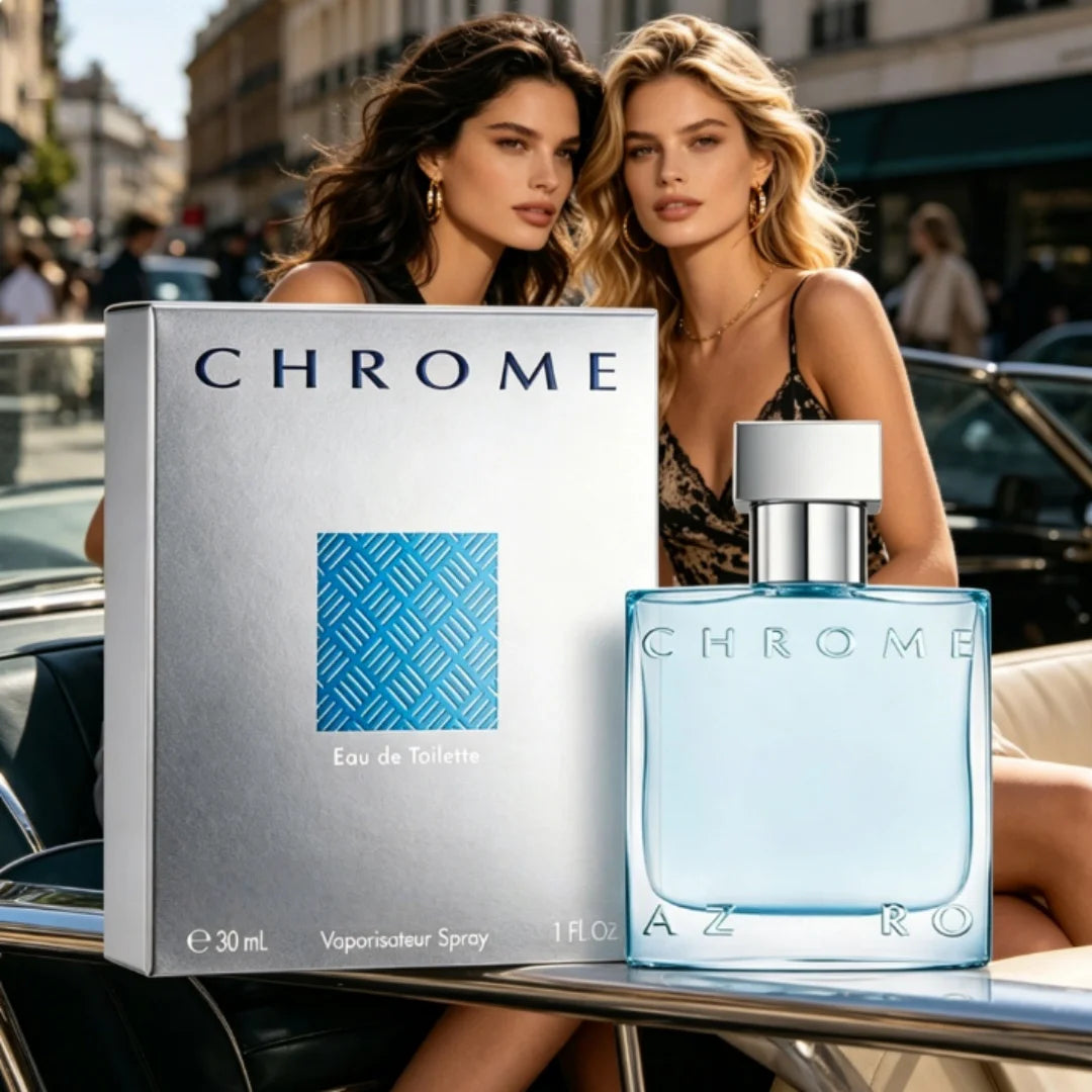 Azz Chrome  Fresh Aquatic Men's Cologne with Citrus Woody Musky Notes Luxury Long Lasting Fragrance