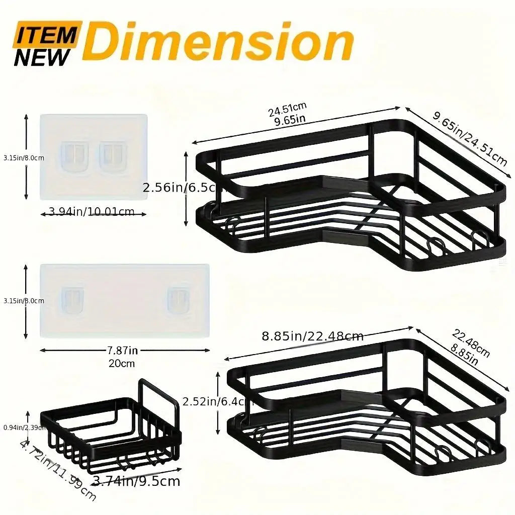 Shower Organizer , Adhesive Rustproof Stainless Steel for Bathroom Storage & Kitchen