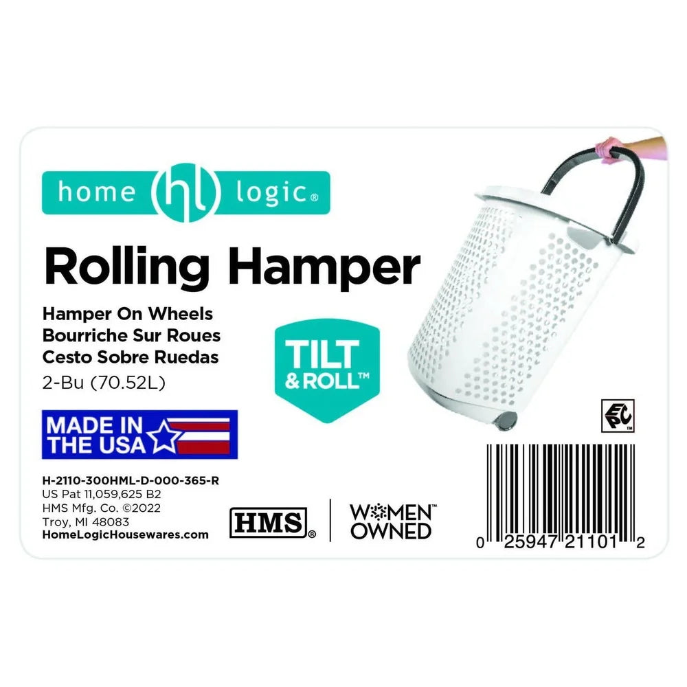 Rolling Laundry Hamper with Pop-up Handle Large Capacity Plastic Storage Basket