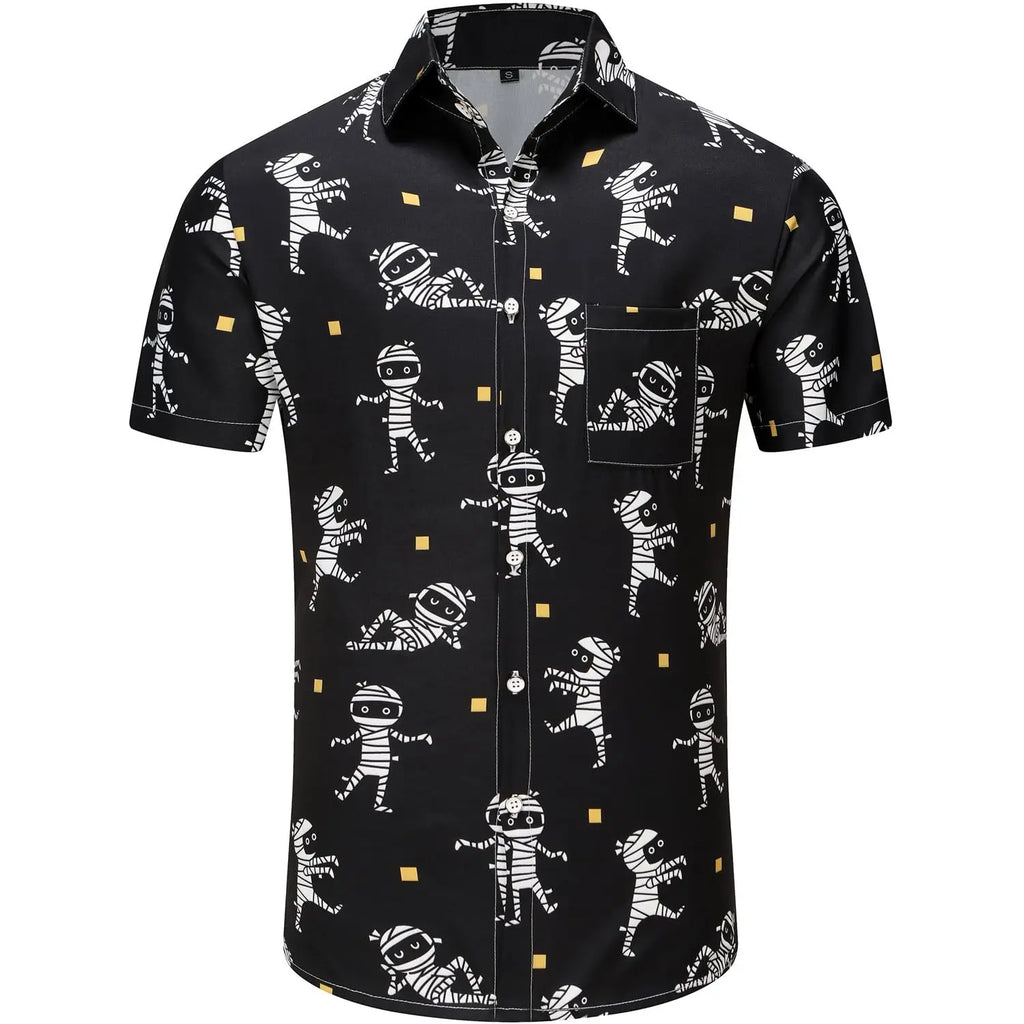 KYKU Funky Halloween Hawaiian Shirt for Men Palm Beach Shirts Tropical Vacation Shirts