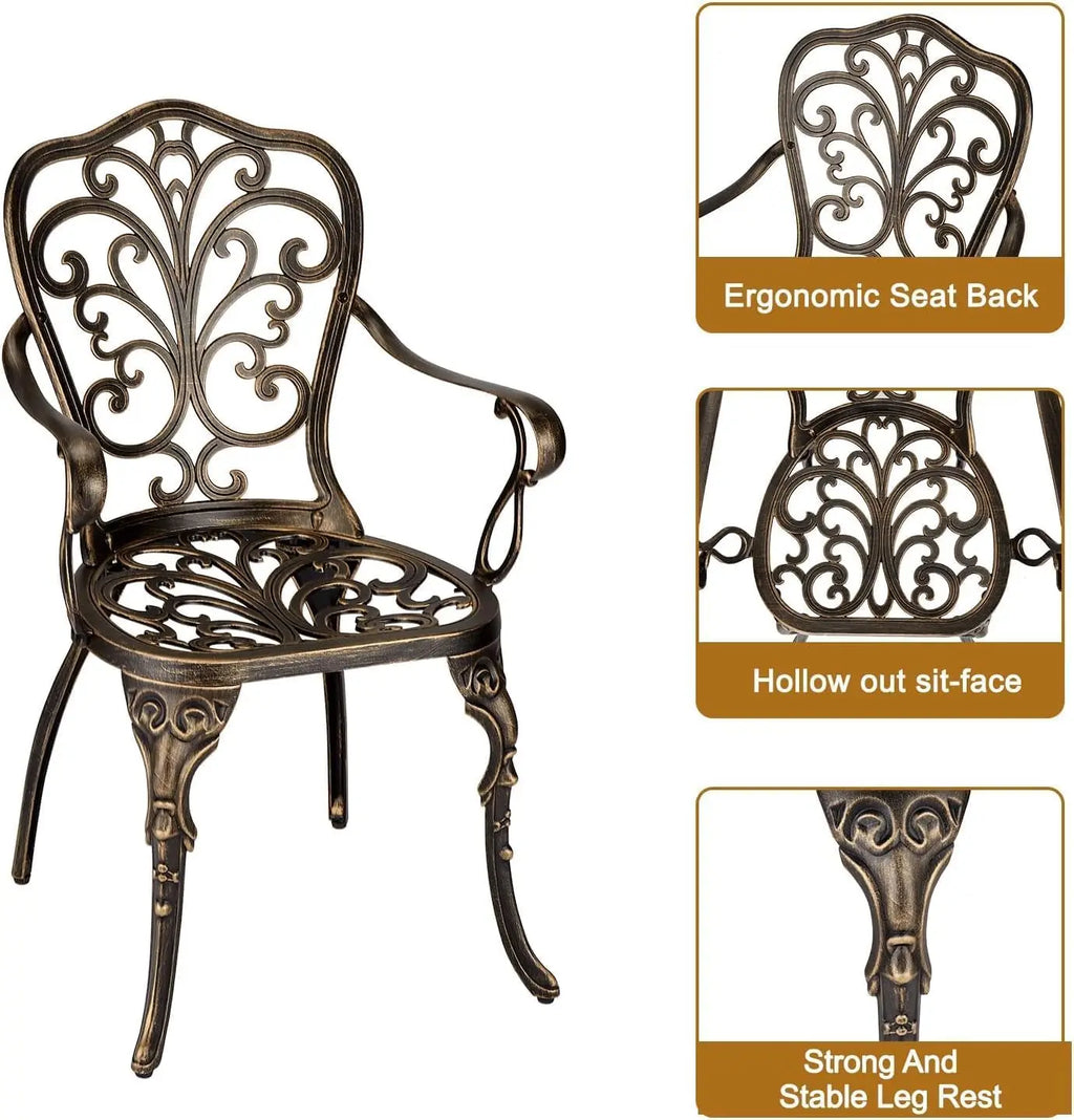 3-Piece Outdoor Bistro Set with Umbrella Hole, Rust-Resistant Table and Chairs for Backyard Porch