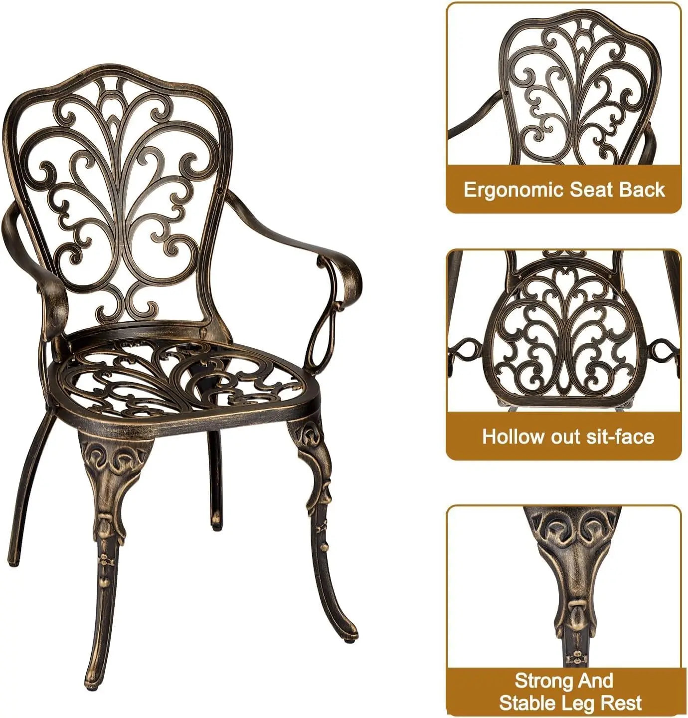 3-Piece Outdoor Bistro Set with Umbrella Hole, Rust-Resistant Table and Chairs for Backyard Porch