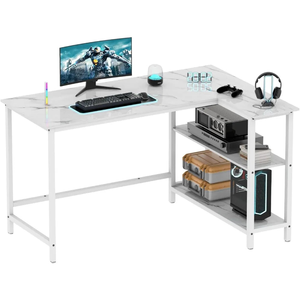 Computer Desk with Shelves, 50 Inch Desk, Study PC Table Workstation with Storage
