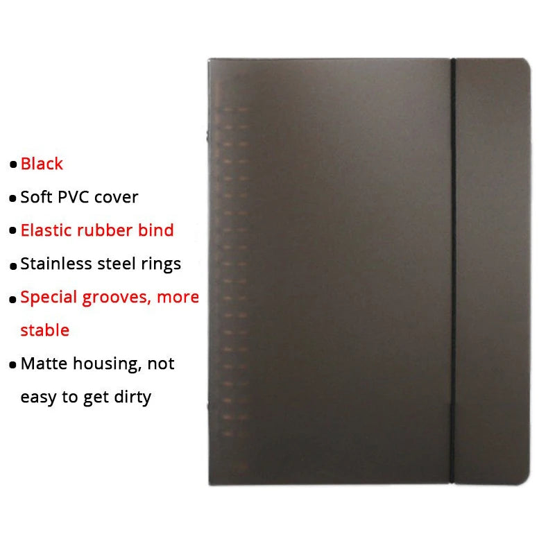 Binder Notebook Refillable Grid Lined Planner Journal Stationery Notepad