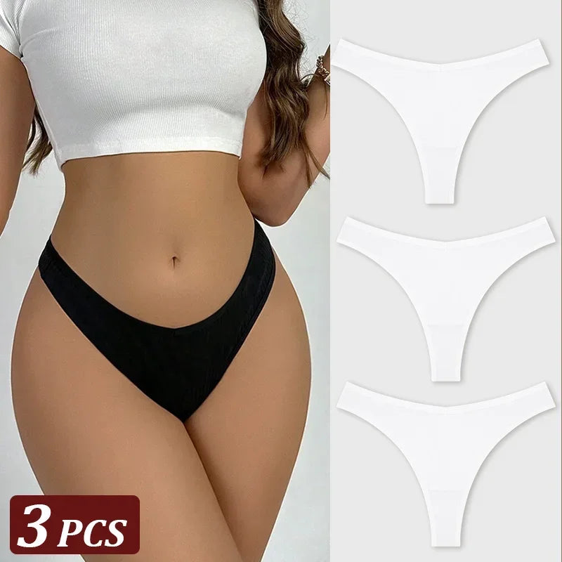 3Pcs/Set Seamless Thong Cotton Women High Flexibility Panty Sexy Underwear