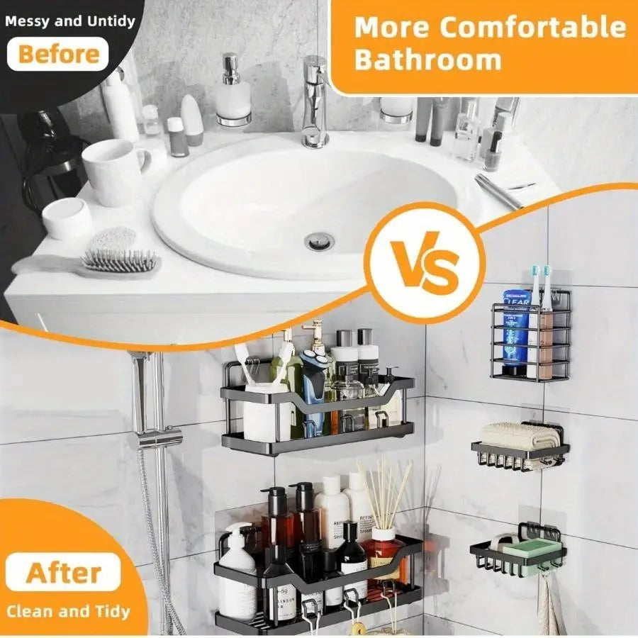 Shower Organizer , Adhesive Rustproof Stainless Steel for Bathroom Storage & Kitchen