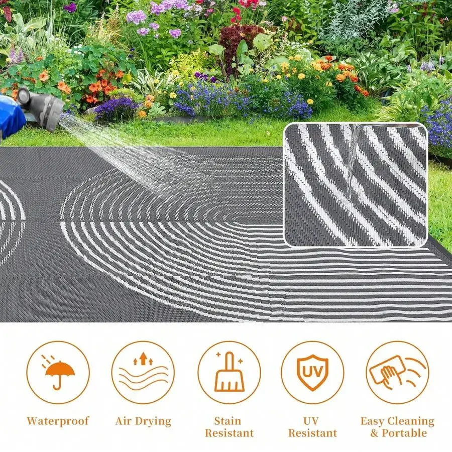 Waterproof Mat ,Modern Plastic Straw Rug Large Outdoor Rug For Patio Waterproof Reversible Rug