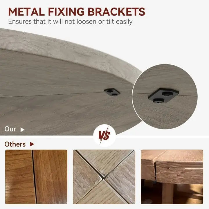 Round Dining Table for 6 with Storage Shelves  Metal Legs, For Kitchen, Dining