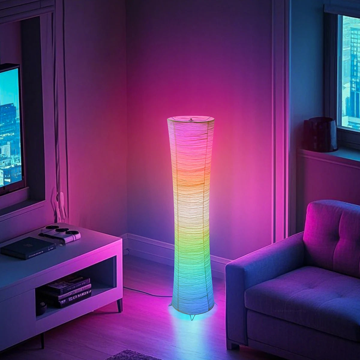 lamp, RGB color-changing LED smart lamp, remote control, suitable for living room, bedroom