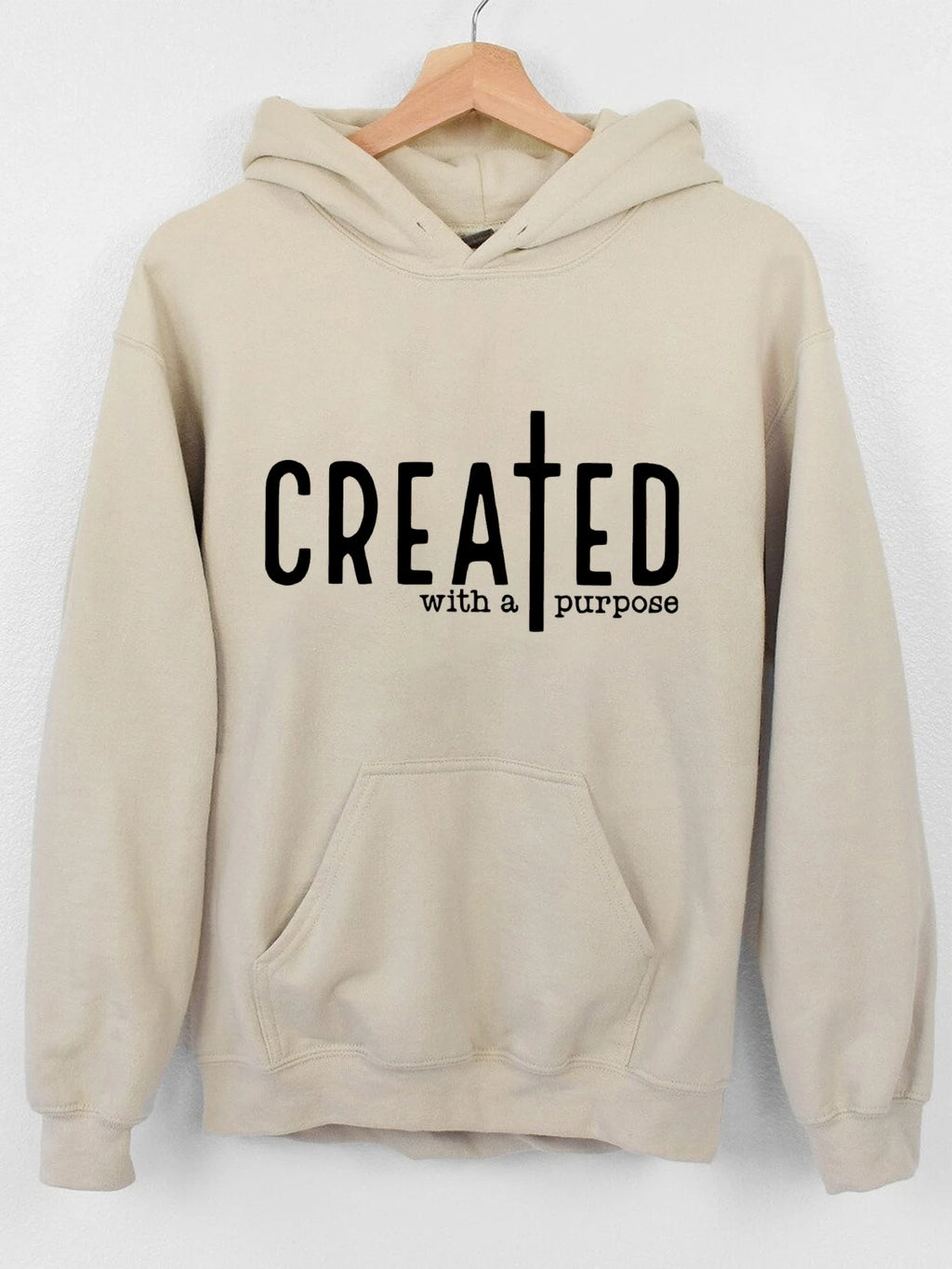 Created with A Purpose Hoodies Faith Bible Saying Sweatshirt Unisex Long Sleeve Pullover Sweatshirt Tops