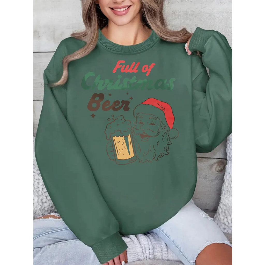 Santa Christmas Sublimation Graphics Pullover Red Green Cotton for Winter
