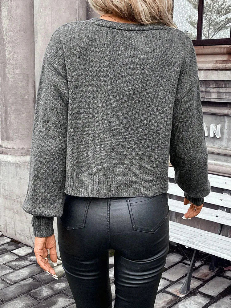 Fashionable and elegant knitted sweater button cardigan women's top