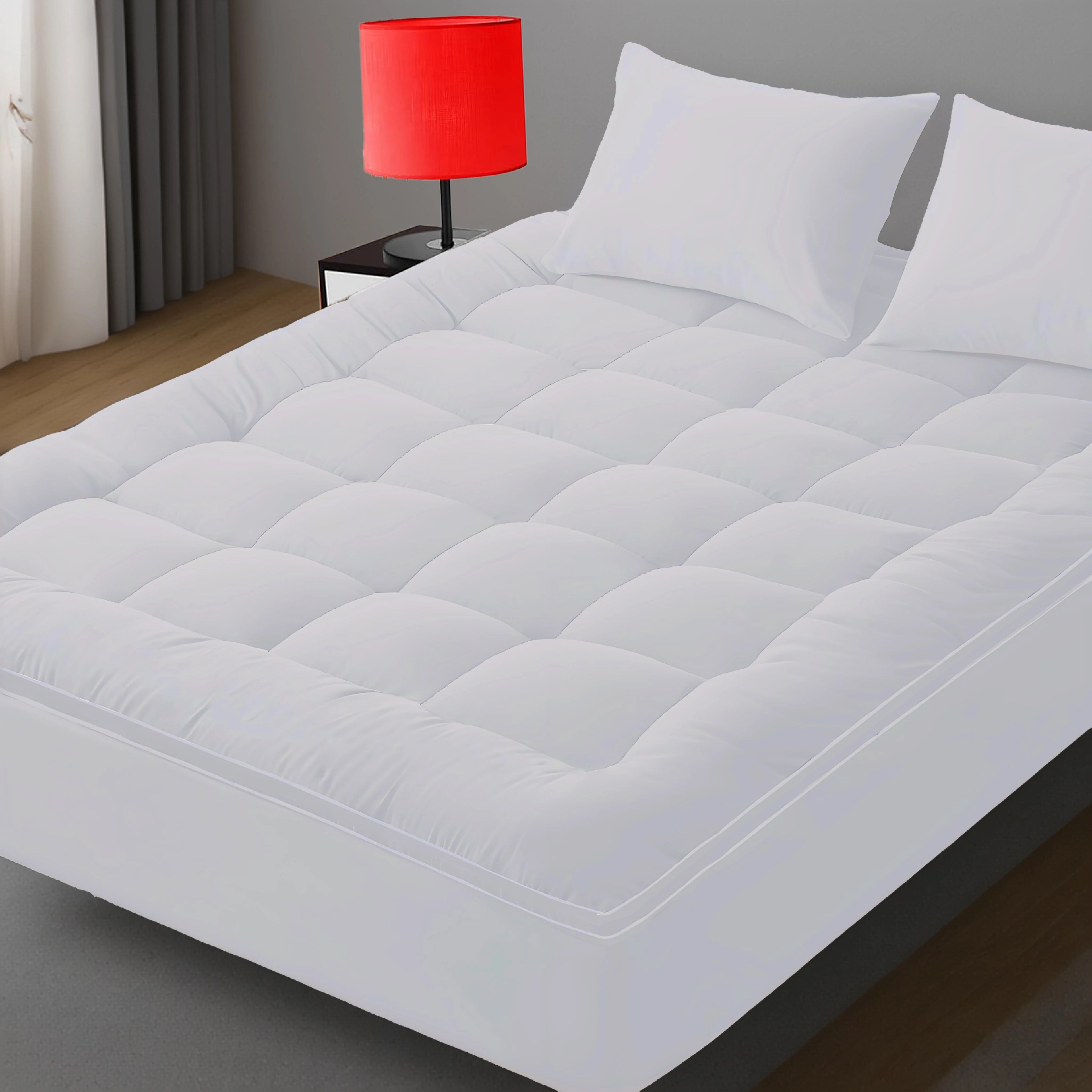 Mattress Topper Reversible Pillow Top Mattress Cover, Microfiber Fitted Cover Pad