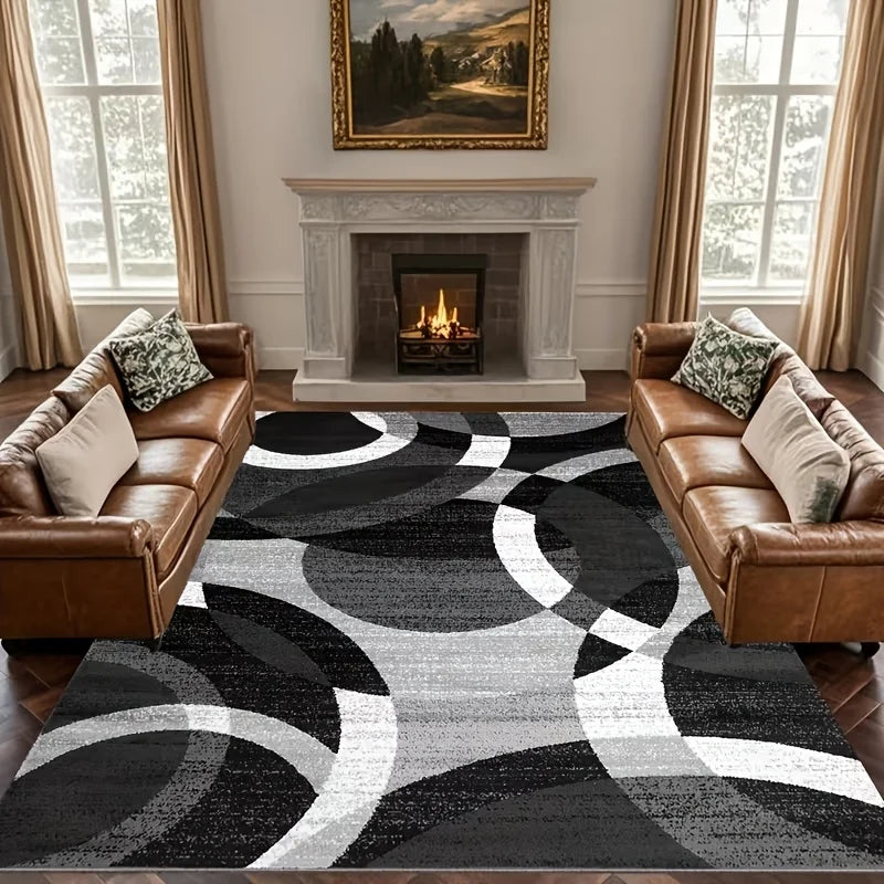 Geometric Patterned Rug  Machine-Washable Dirt-Repellent Soft Lightweight Comfortable Fabric No