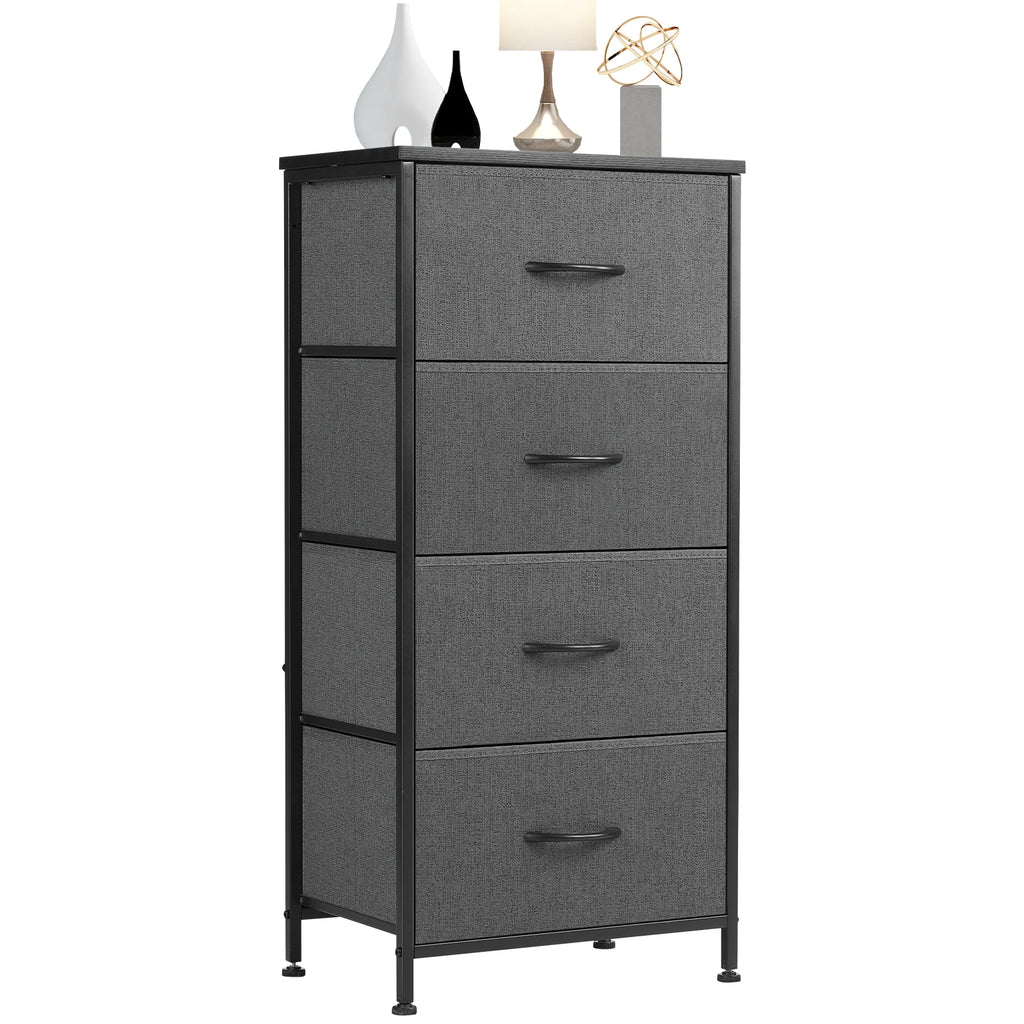 JHK Dresser For Bedroom With 4 Fabric Drawers Nightstand  For Clothes Storage  Furniture