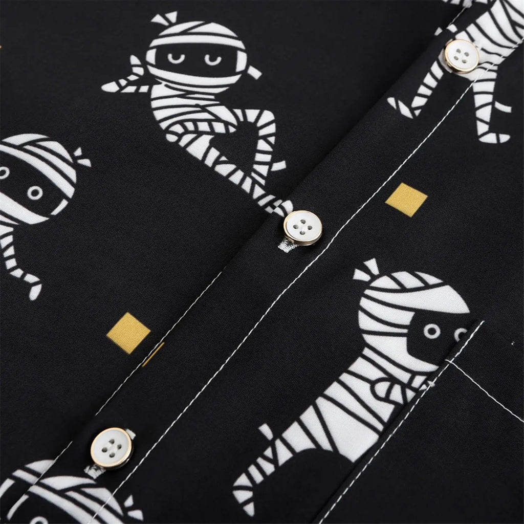 KYKU Funky Halloween Hawaiian Shirt for Men Palm Beach Shirts Tropical Vacation Shirts