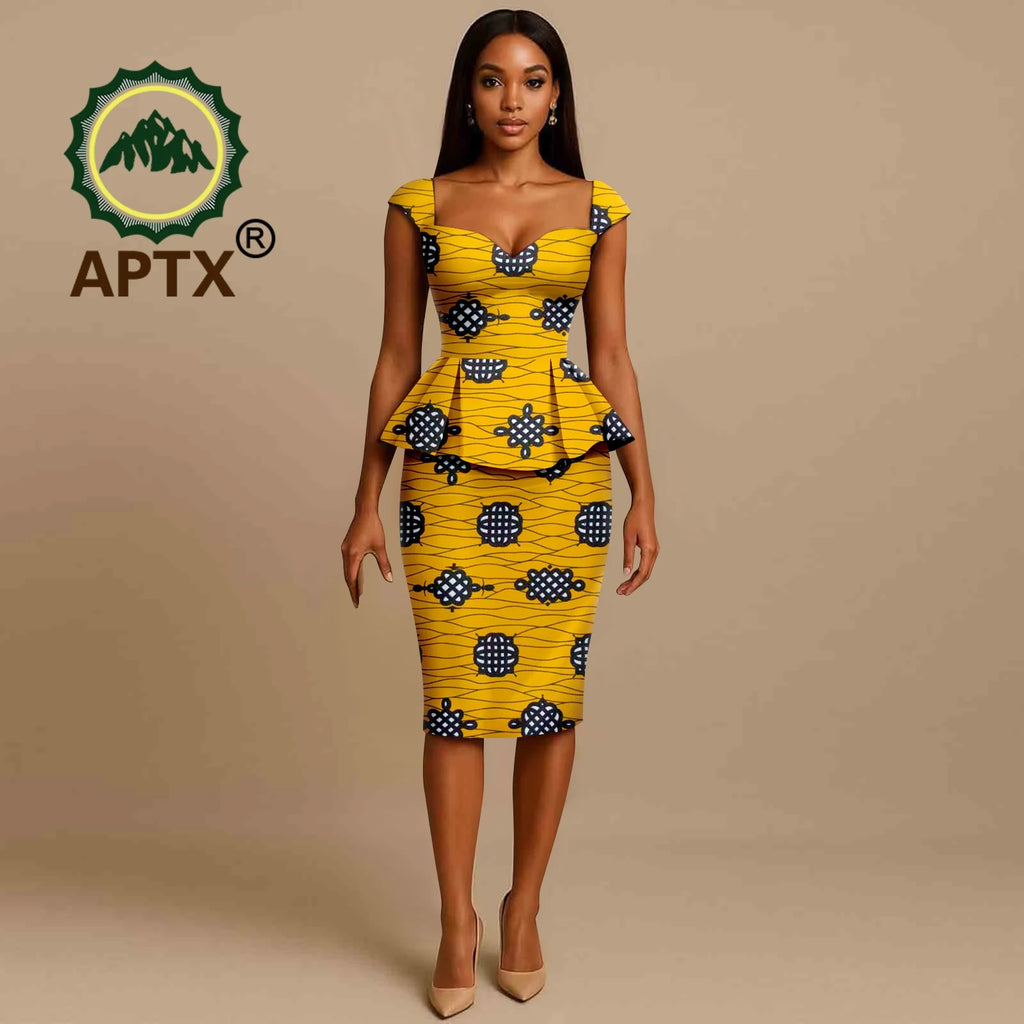 African Dress for Women Ankara Print Square Collar Short Sleeve Knee-Length Dress Dashiki Elegant fashion Casual Party Dress
