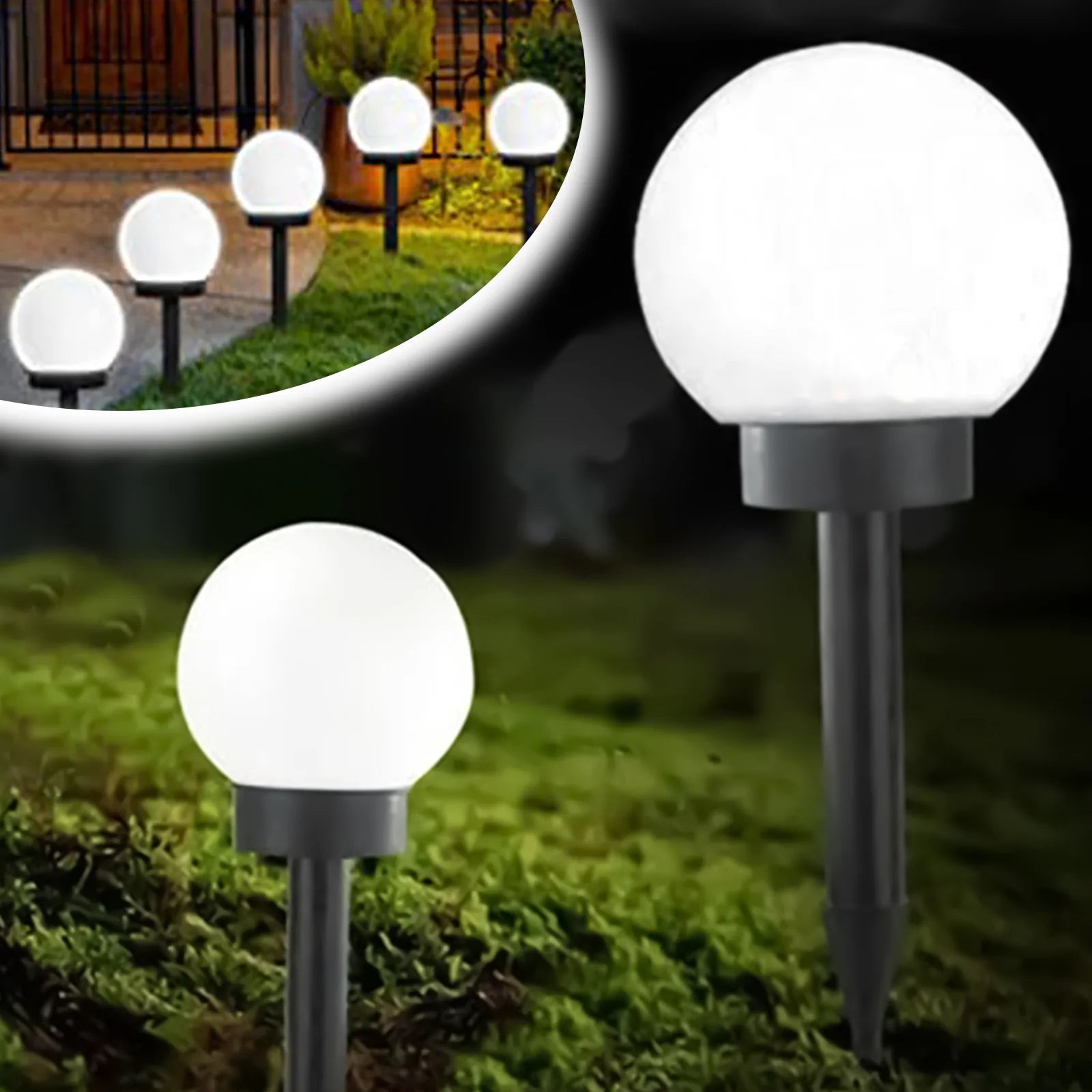 12Pcs Solar Powered Garden Light Waterproof Ground Plug In Spherical Bulb Lawn Lights