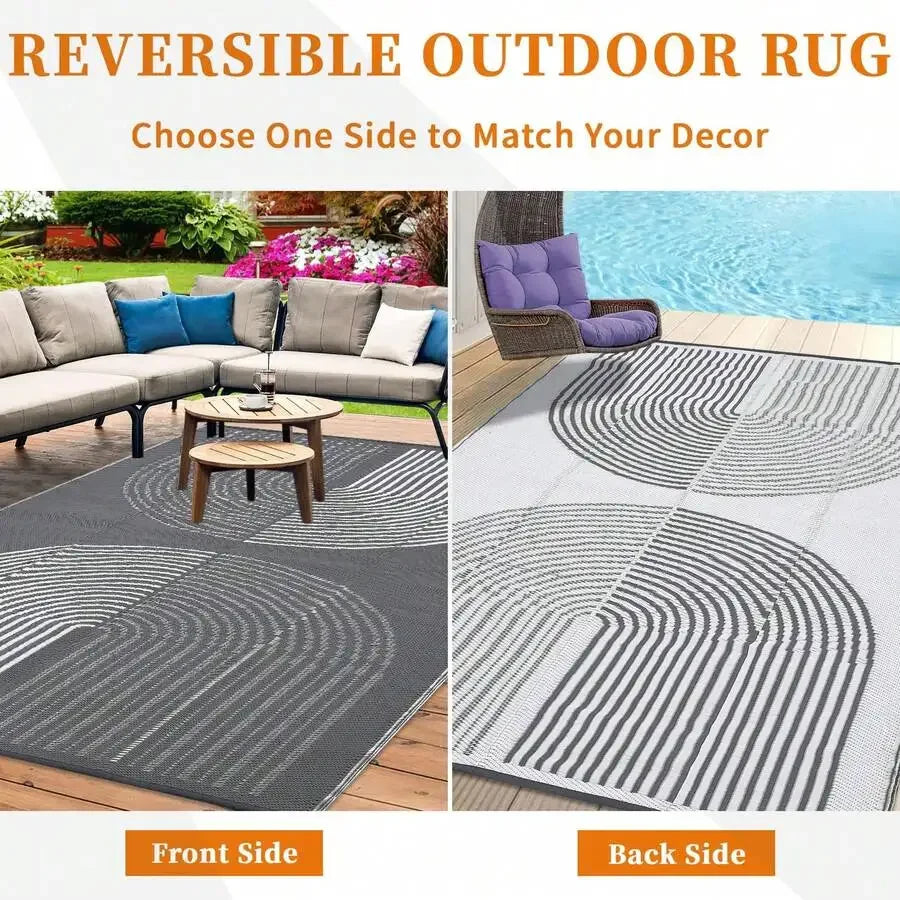 Waterproof Mat ,Modern Plastic Straw Rug Large Outdoor Rug For Patio Waterproof Reversible Rug