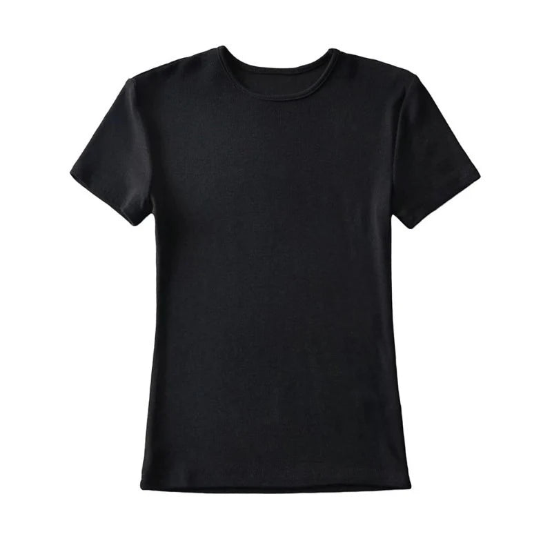 Casual Summer Woman Skinny Fit T-shirt Tight Short-Sleeve O-neck