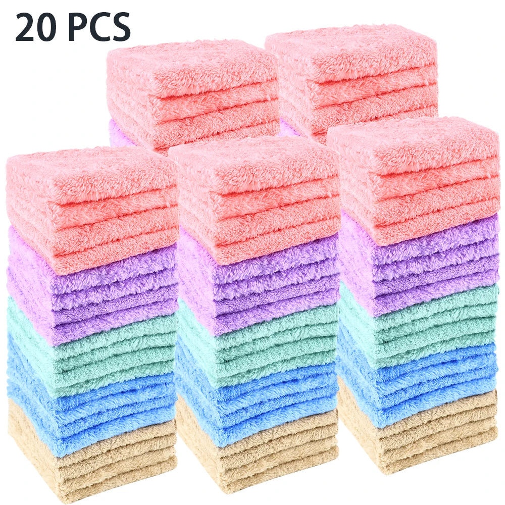 20pcs Soft Absorbent Solid Color Washcloths Gentle on Quick Drying Compact Square Towels for Home Bathroom