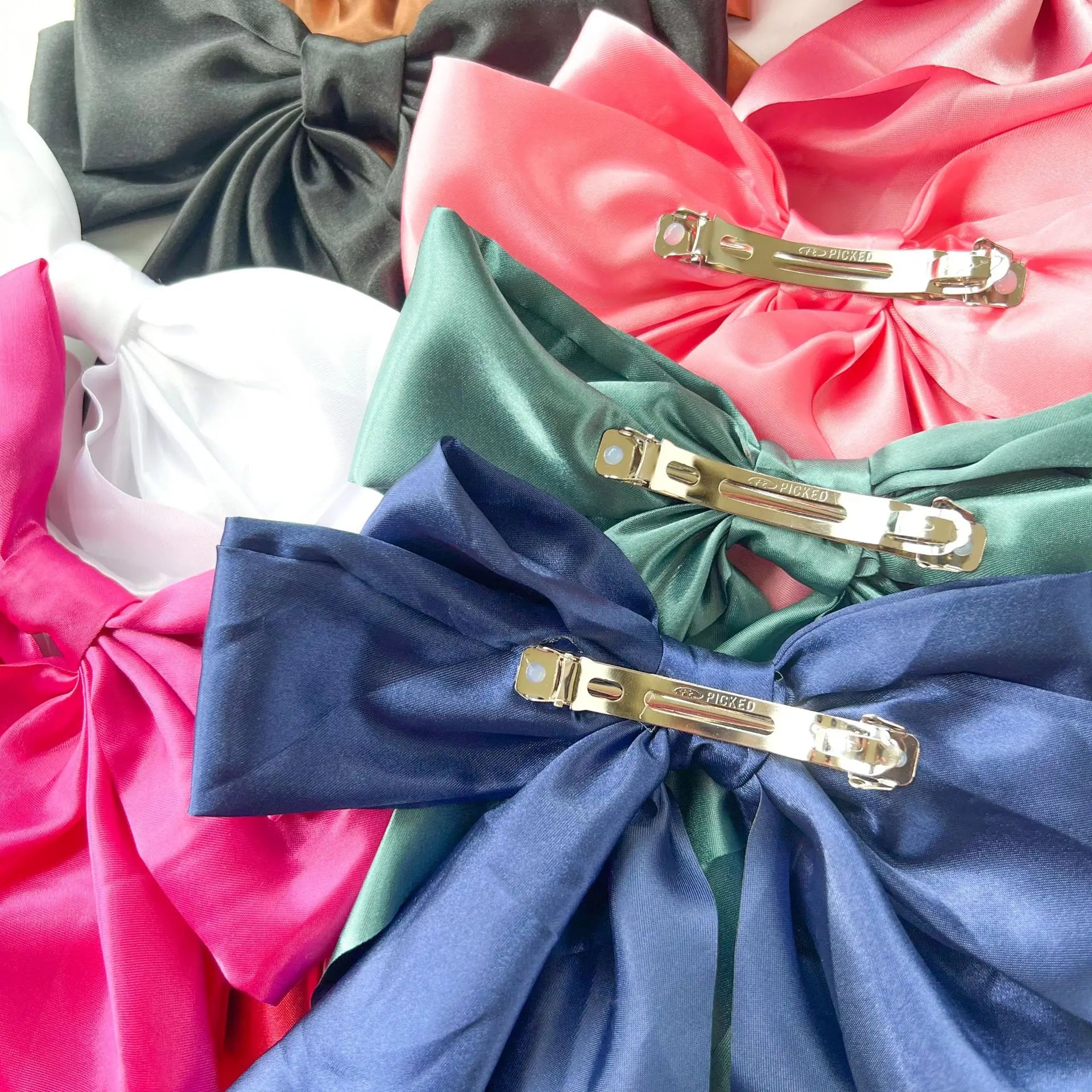 Elegant Ribbon Bow Hair Clip for Women Simple Solid Color Satin Ponytail Bowknot Hairpins Barrettes Hair Accessories